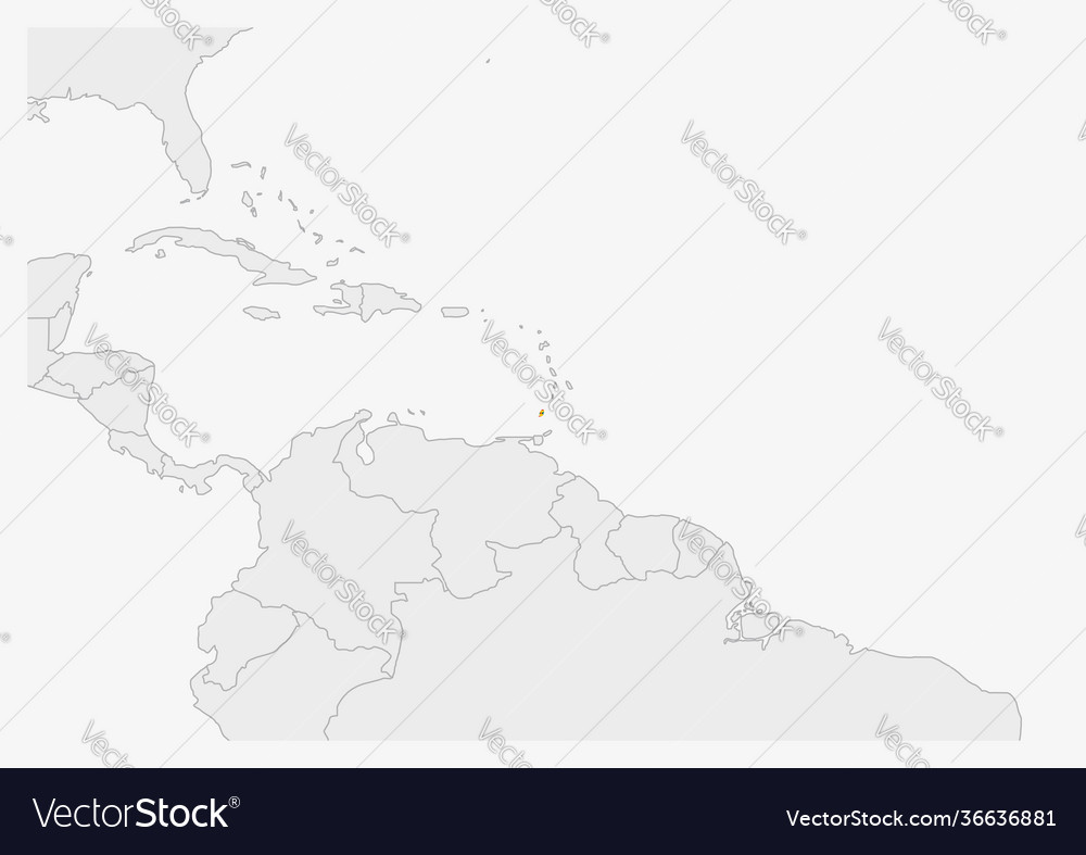 Grenada map highlighted in flag colors