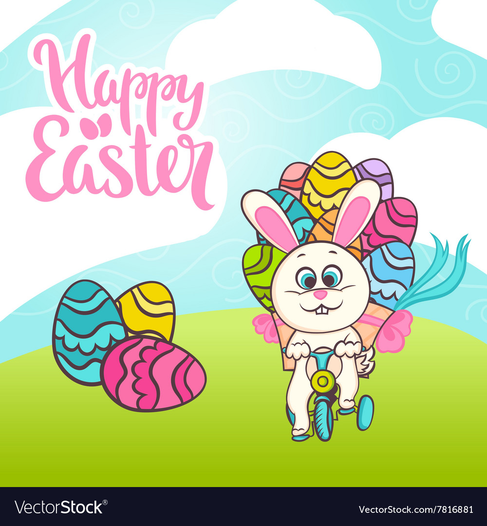 Happy easter phrase lettering Royalty Free Vector Image