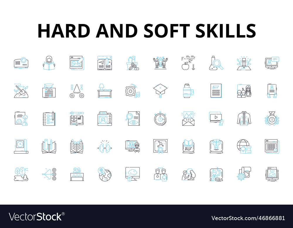 Hard and soft skills linear icons set vector image Hard and soft skills linear icons set