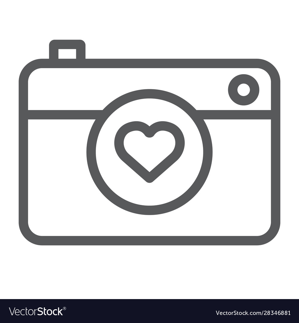 Heart with camera line icon valentine and holiday