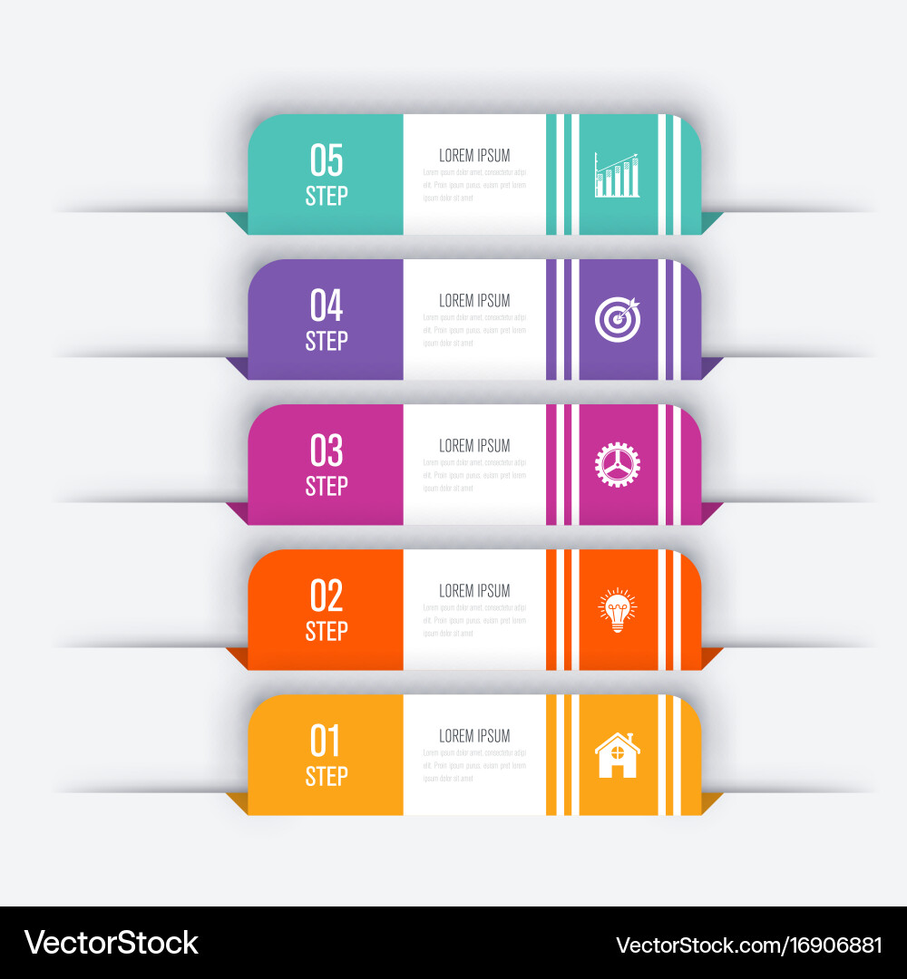 5 Option Menu Elearning Infographic five options Royalty Free Vector Image