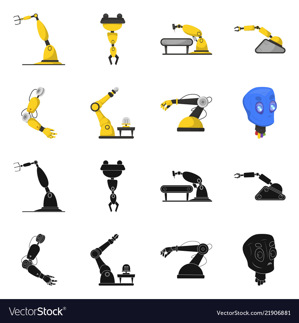 Isoliertes Objekt von Roboter und Fabrik-Logo-Set