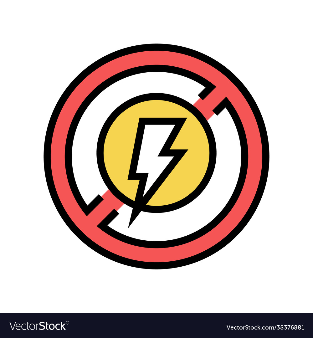 Lightning prohibition sign color icon