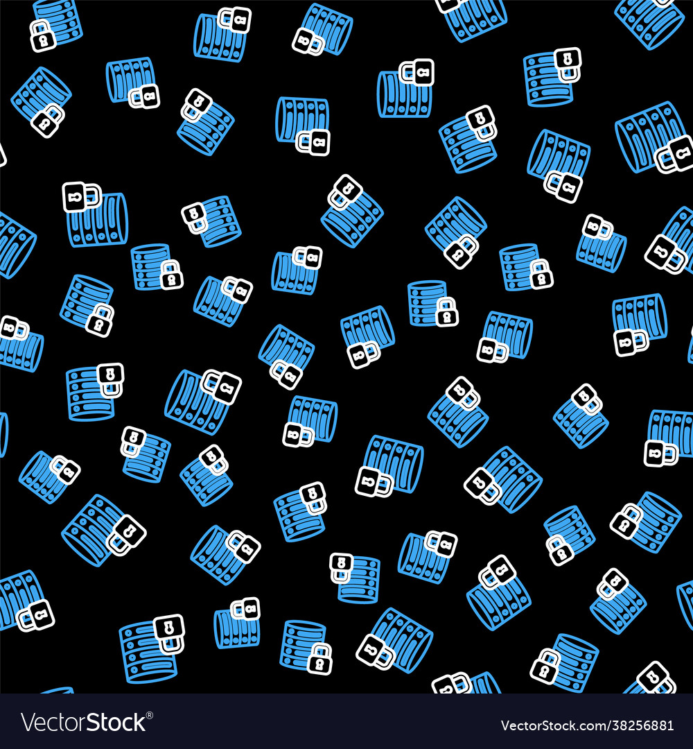 Line server security with closed padlock icon Vector Image Line server security with closed padlock icon