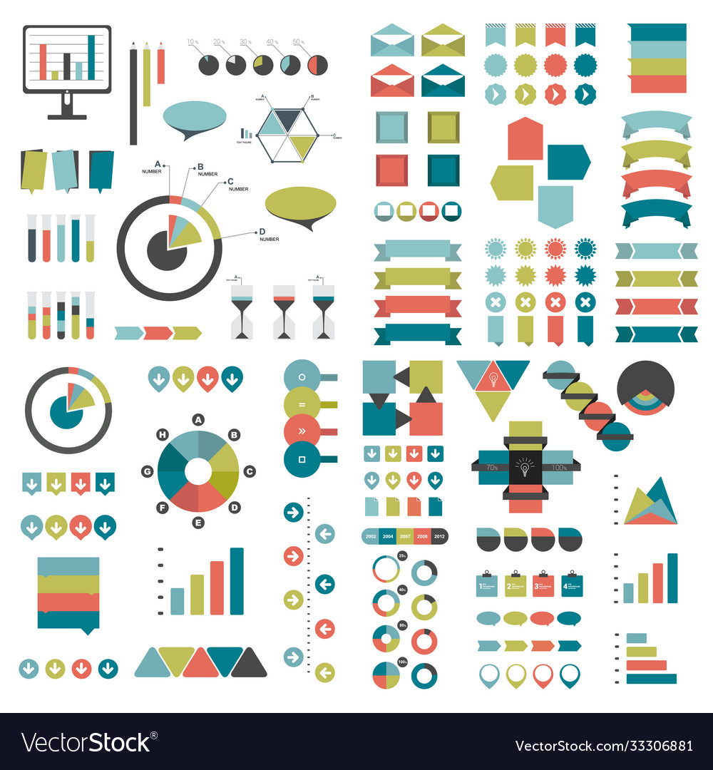 Mega set infographics elements charts graphs vector image Mega set infographics elements charts graphs