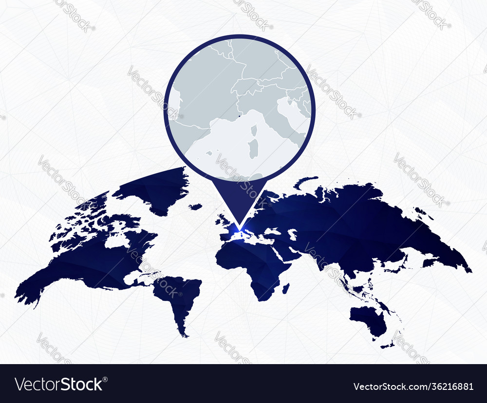 Monaco detailed map highlighted on blue rounded