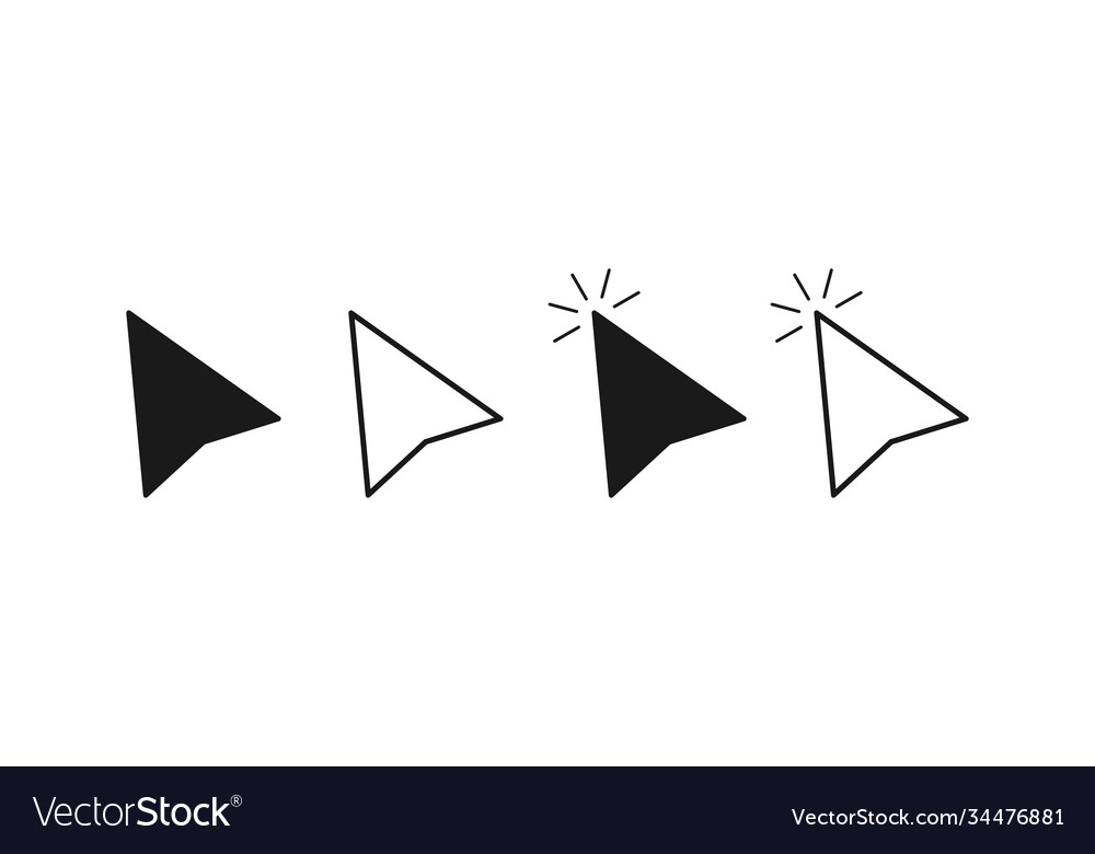 Mouse cursor arrow computer pointer icon in black