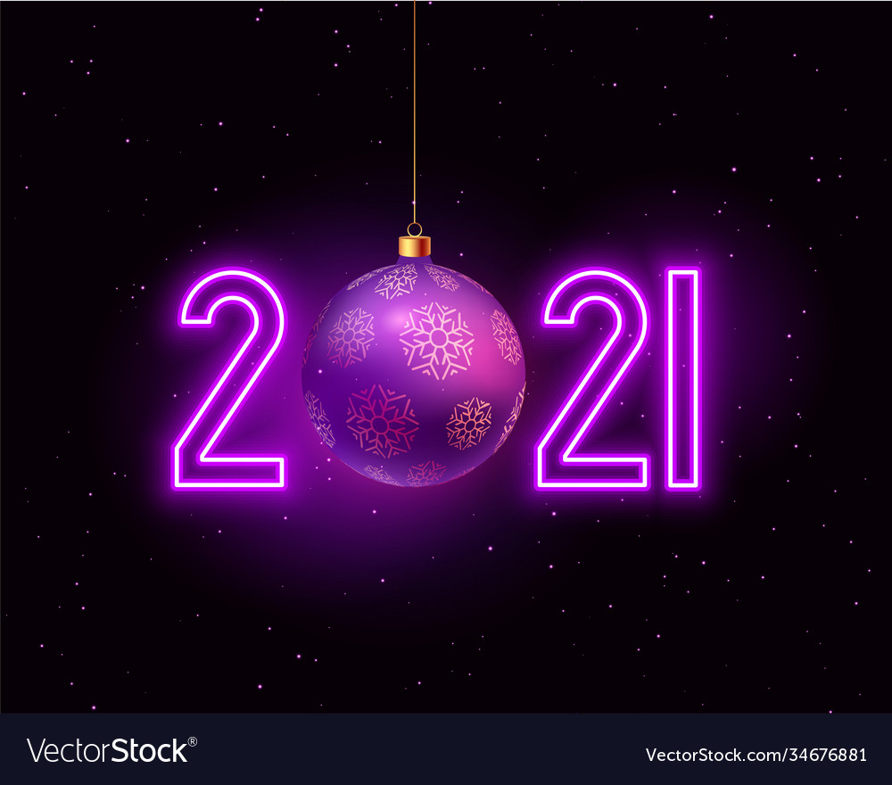 Neon style 2021 new year background