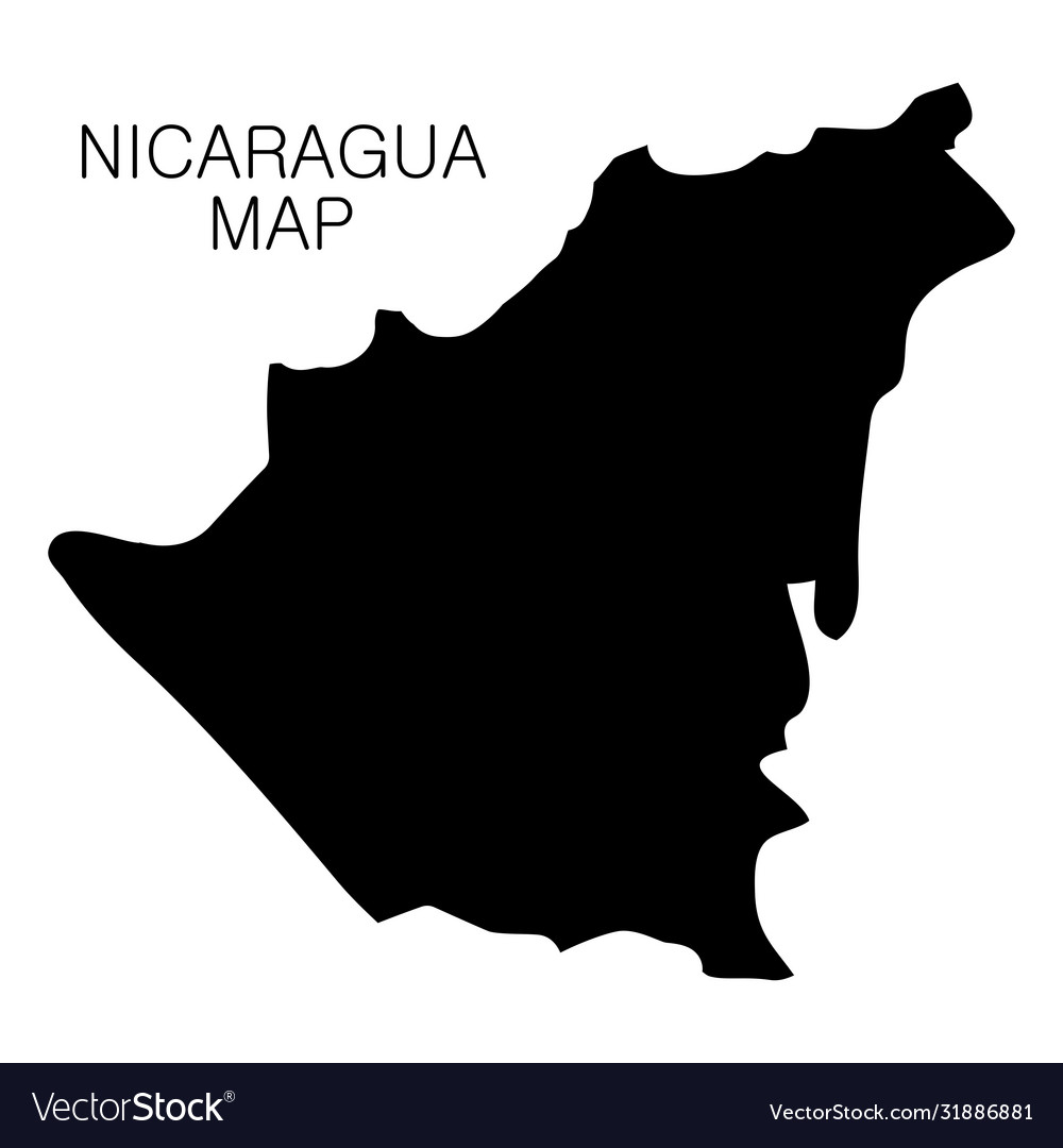 Nicaragua map and country name isolated on white