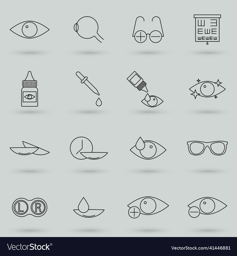 Optometry vision simple related icons set