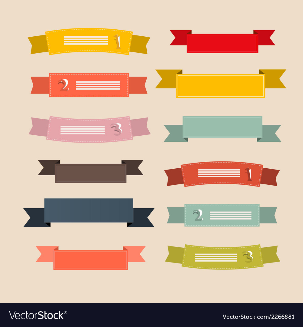 Retro ribbons labels tags set