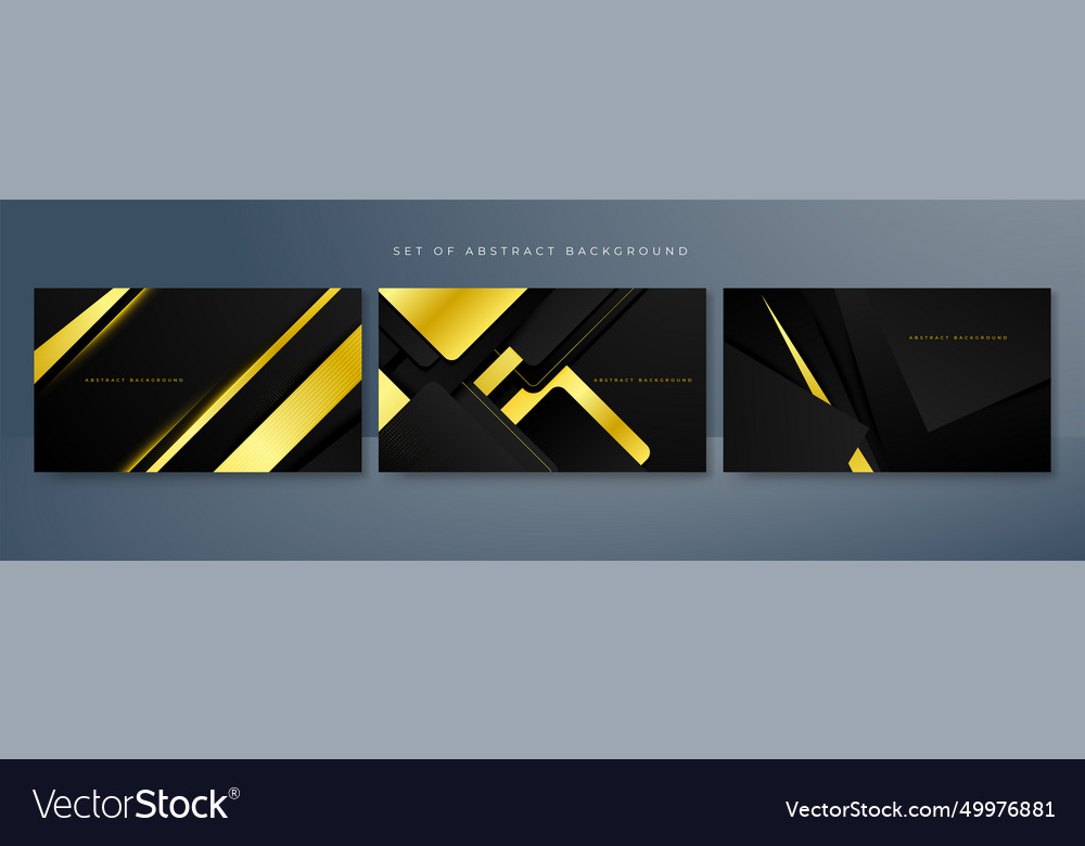 Set of abstract black and gold shapes background