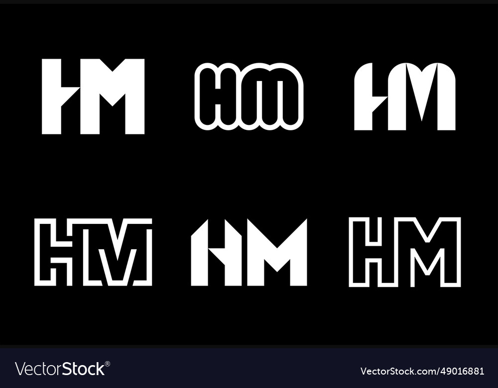 Set of letter hm logos Royalty Free Vector Image