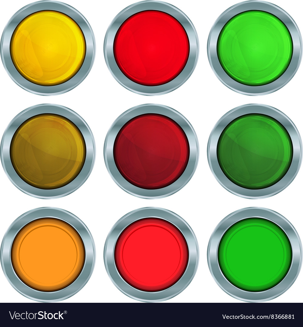 Set of round buttons red orange and green