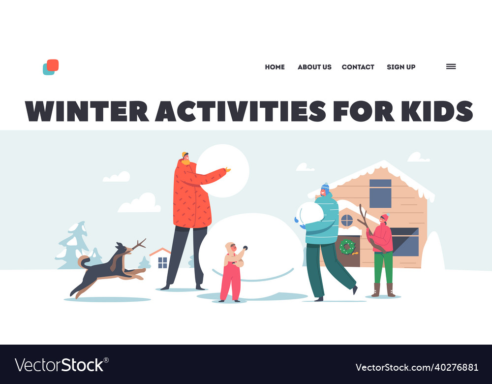 Winter activities for kids landing page template