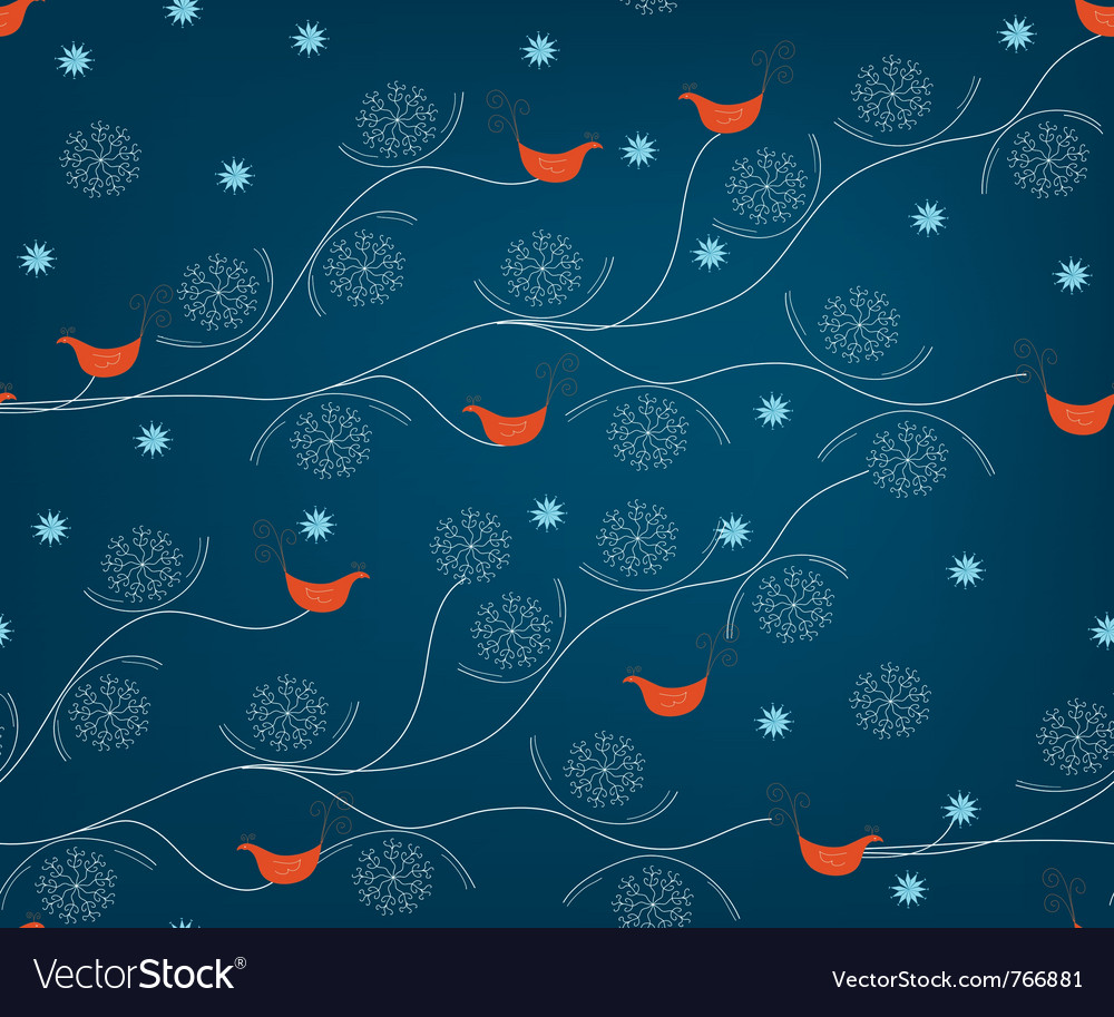 Winter Birds Snowflake Pattern