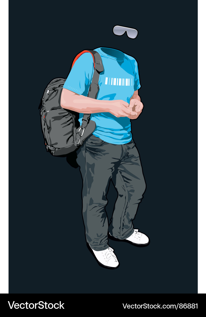 Young man with a backpack Royalty Free Vector Image
