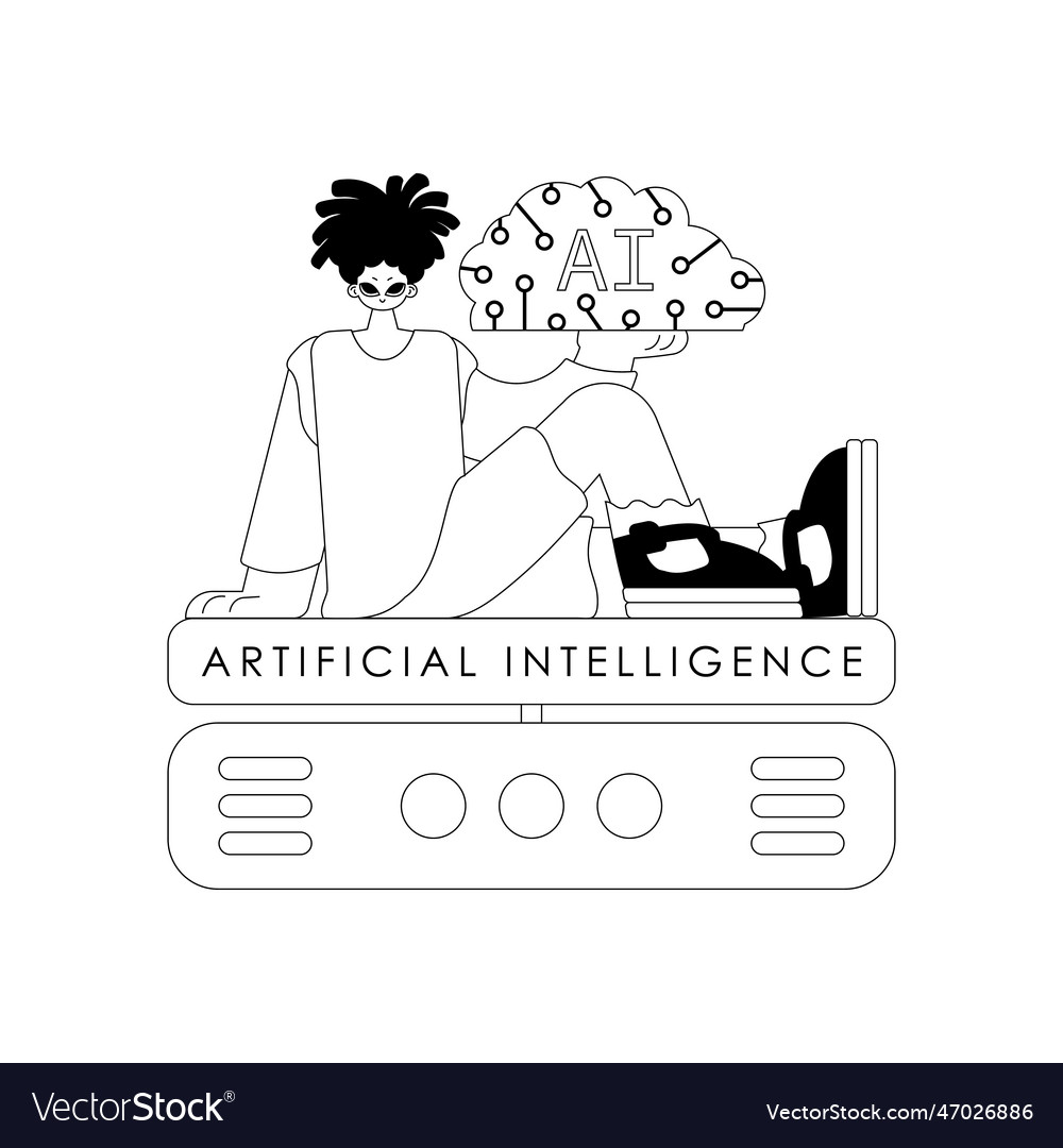 Ai man on a server themed linear style