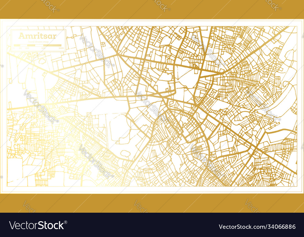 Amritsar india city map in retro style golden Vector Image