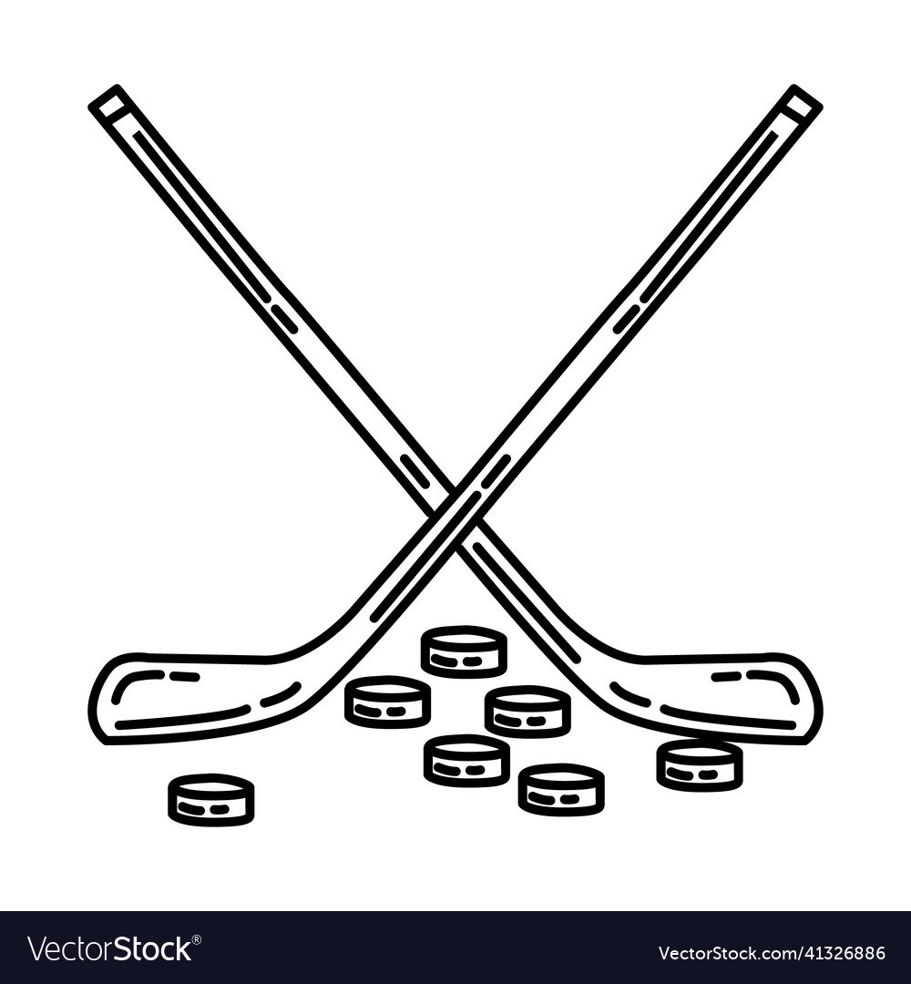 Attend a hockey game icon doodle hand drawn Vector Image