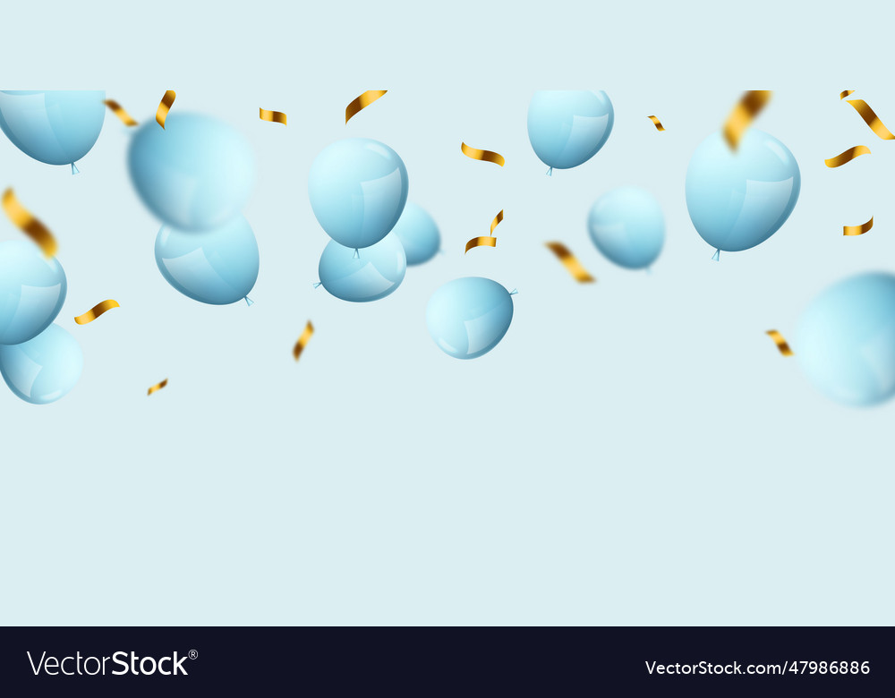 Balloons blue celebration frame background gold