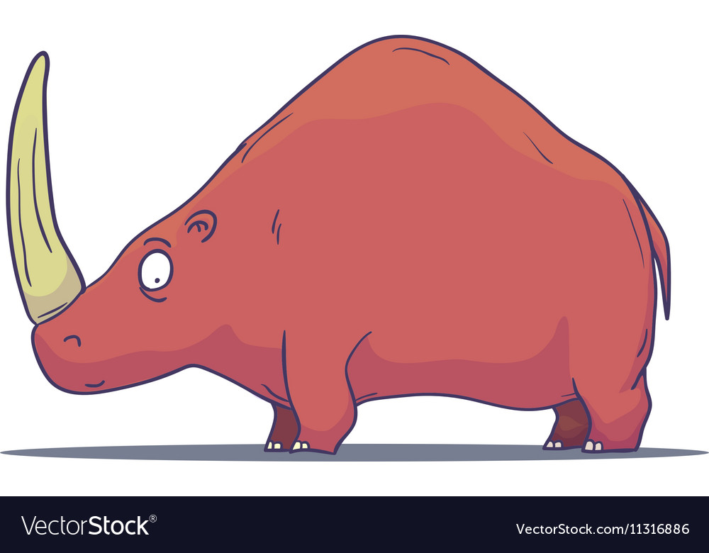 Cartoon prehistoric rhino isolated on white Vector Image