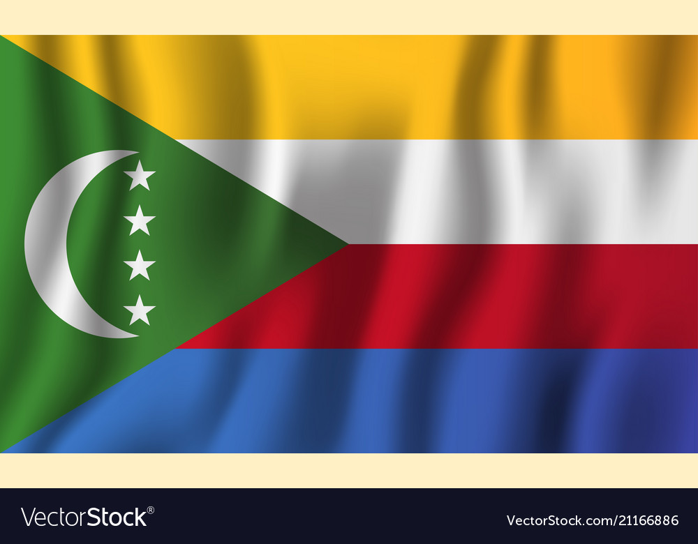 Comoros realistic waving flag national country