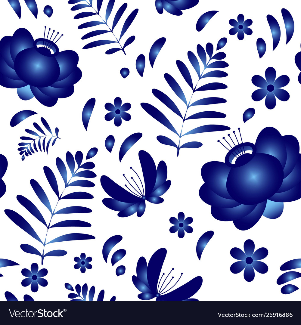 Flower seamless pattern background in traditional