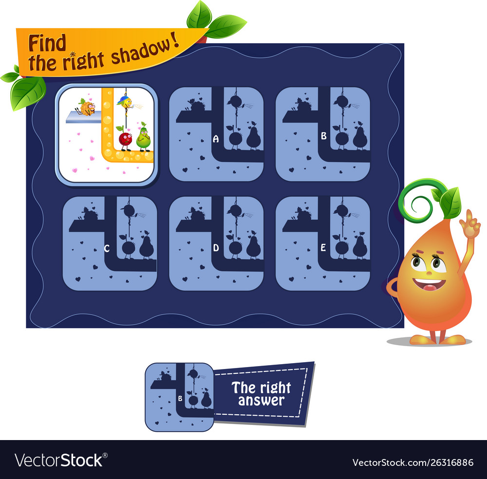 Fruit funny find right shadow fans Royalty Free Vector Image