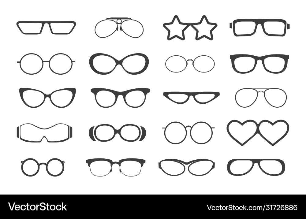 Glasses model set Royalty Free Vector Image - VectorStock