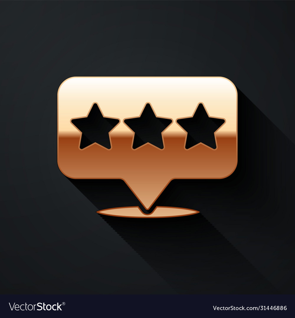 Gold map pointer with star icon isolated on black vector image Gold map pointer with star icon isolated on black