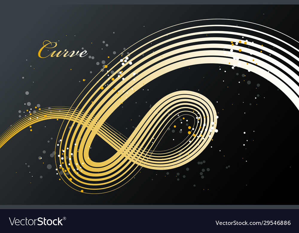 Golden 3d lines in motion dimensional abstract vector image Golden 3d lines in motion dimensional abstract