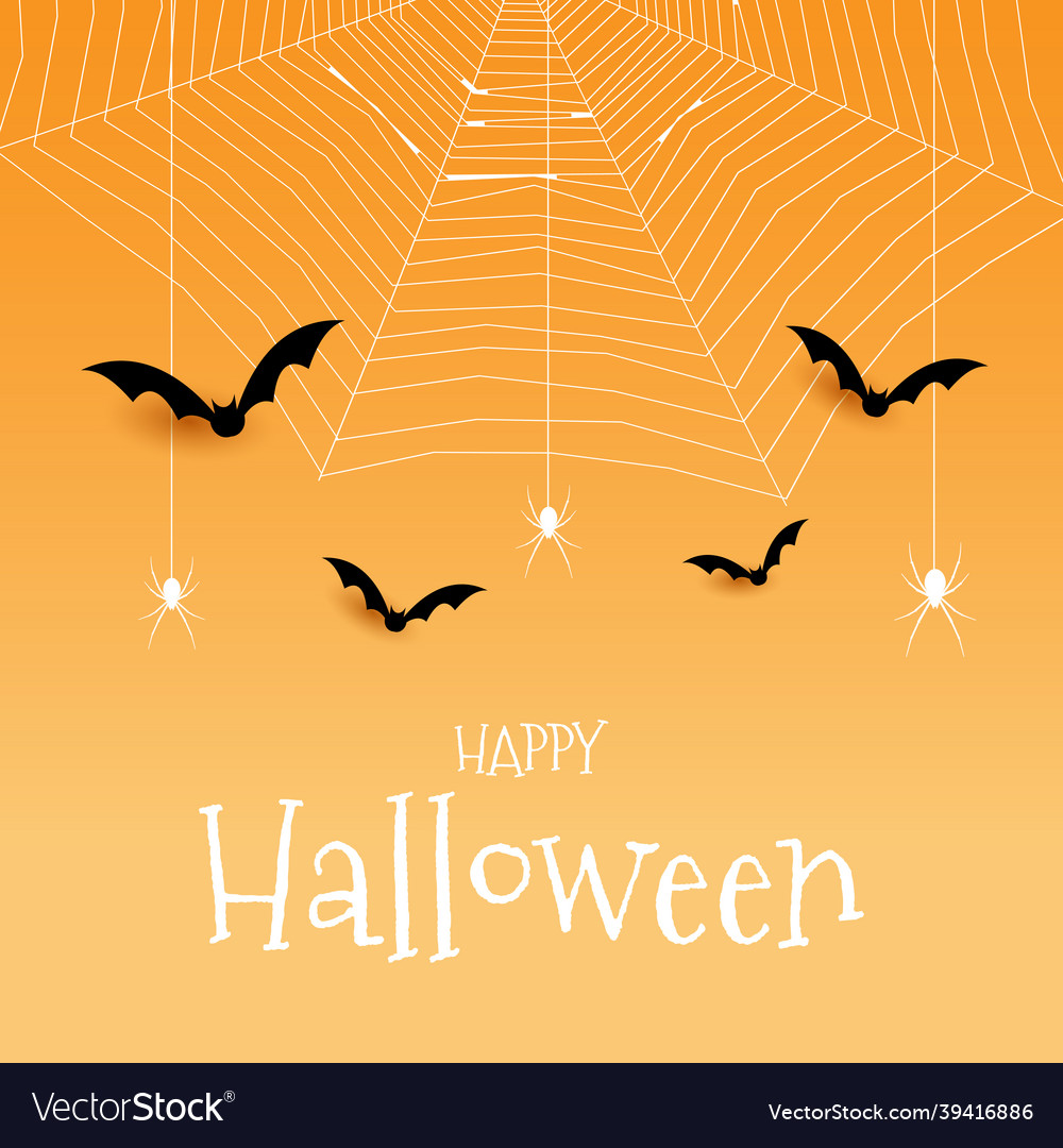 Halloween background with spiders bats and cobweb Vector Image