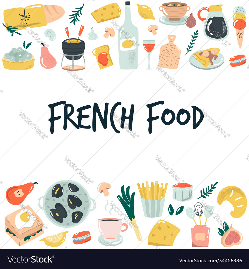 Hand drawn banner background with french food Vector Image