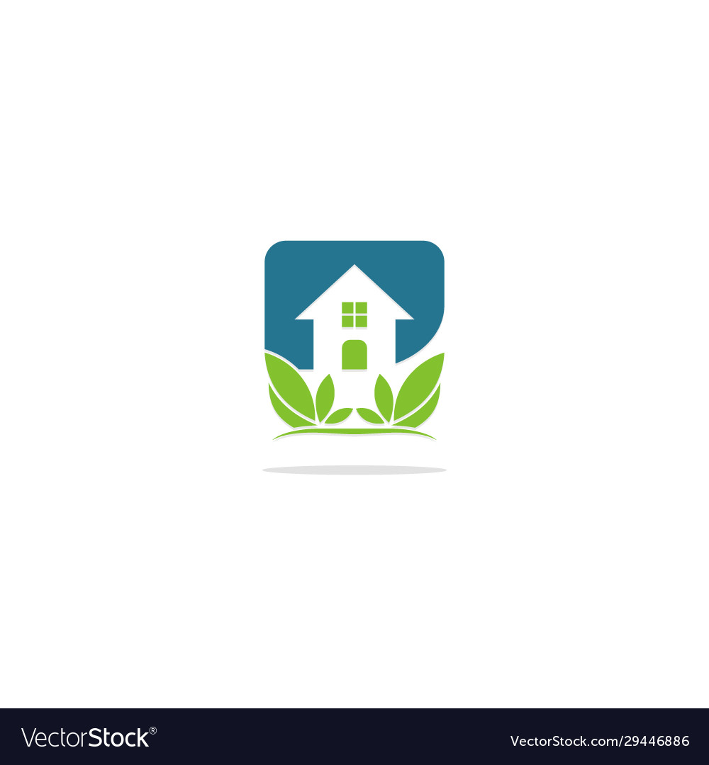 Home eco green leaf nature logo