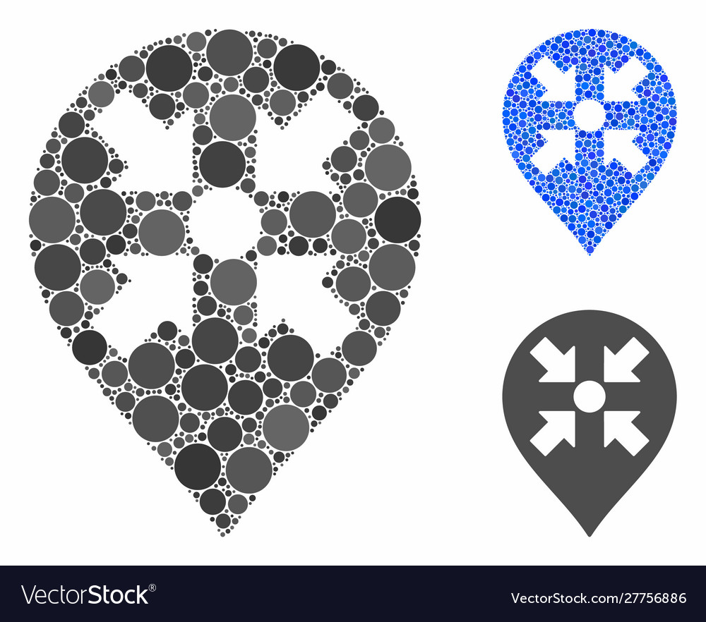 Meeting point marker mosaic icon circle dots vector image Meeting point marker mosaic icon circle dots