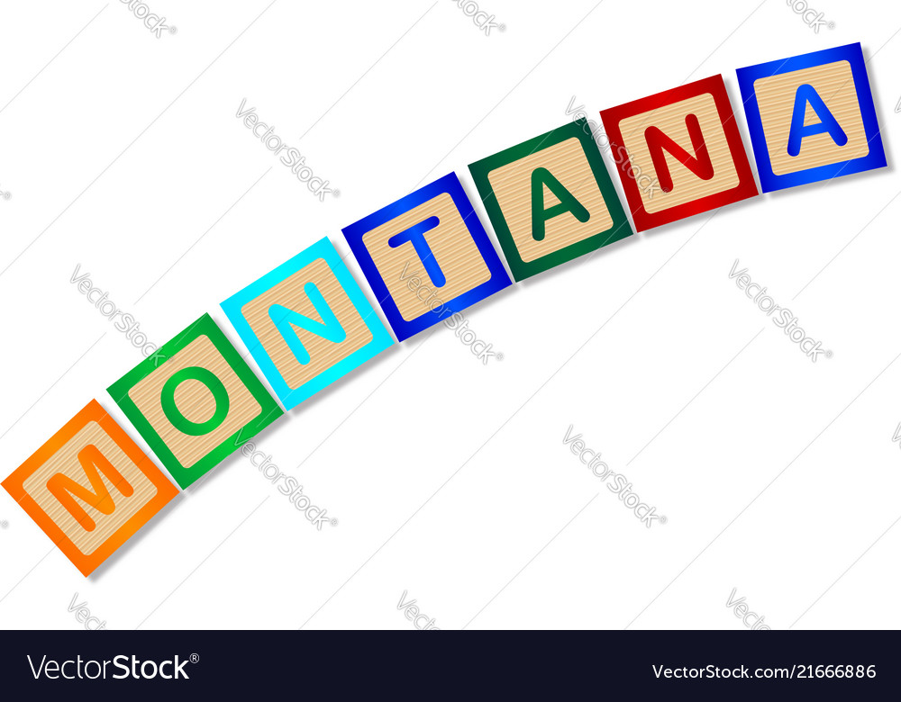 Montana wooden block letters Royalty Free Vector Image