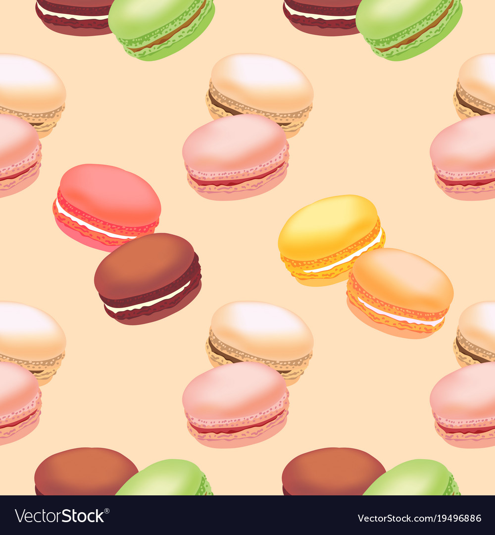 Seamless pattern with colorful macaroon cookies