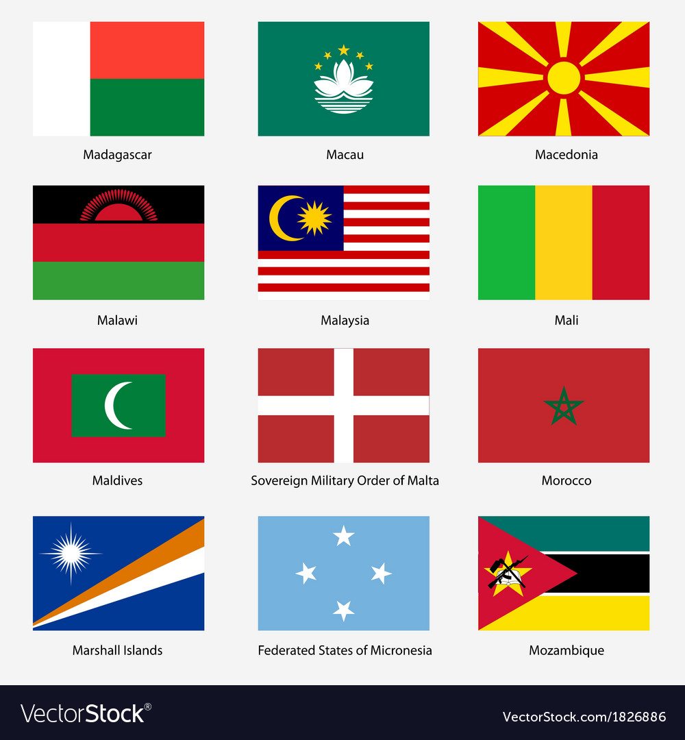 Set flags of world sovereign states n Royalty Free Vector