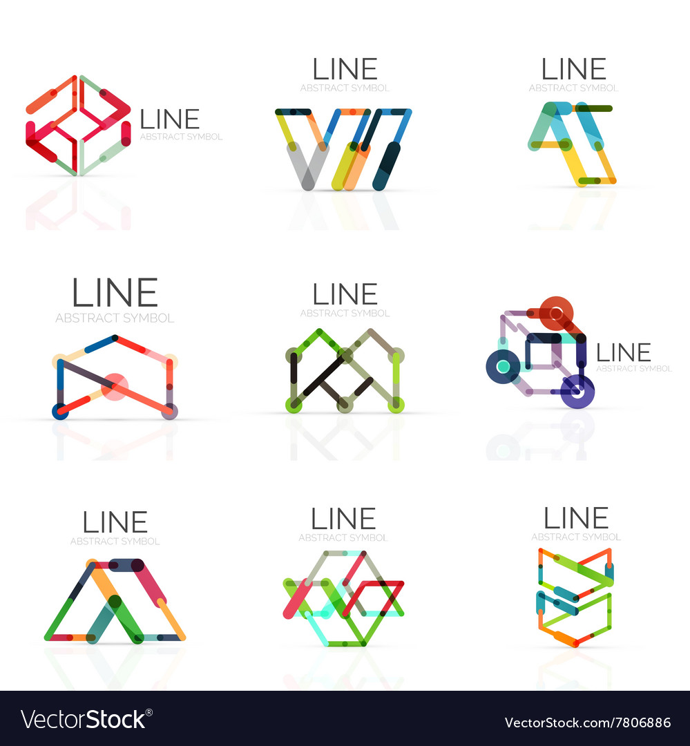 Set of linear abstract logos connected