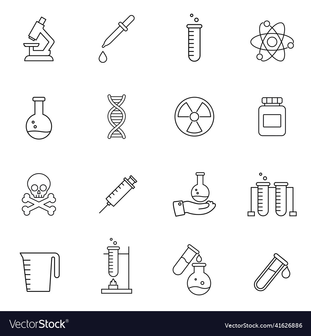 Simple set of science related line icons contains