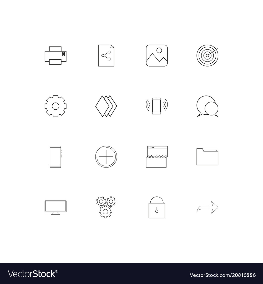 Web linear thin icons set outlined simple