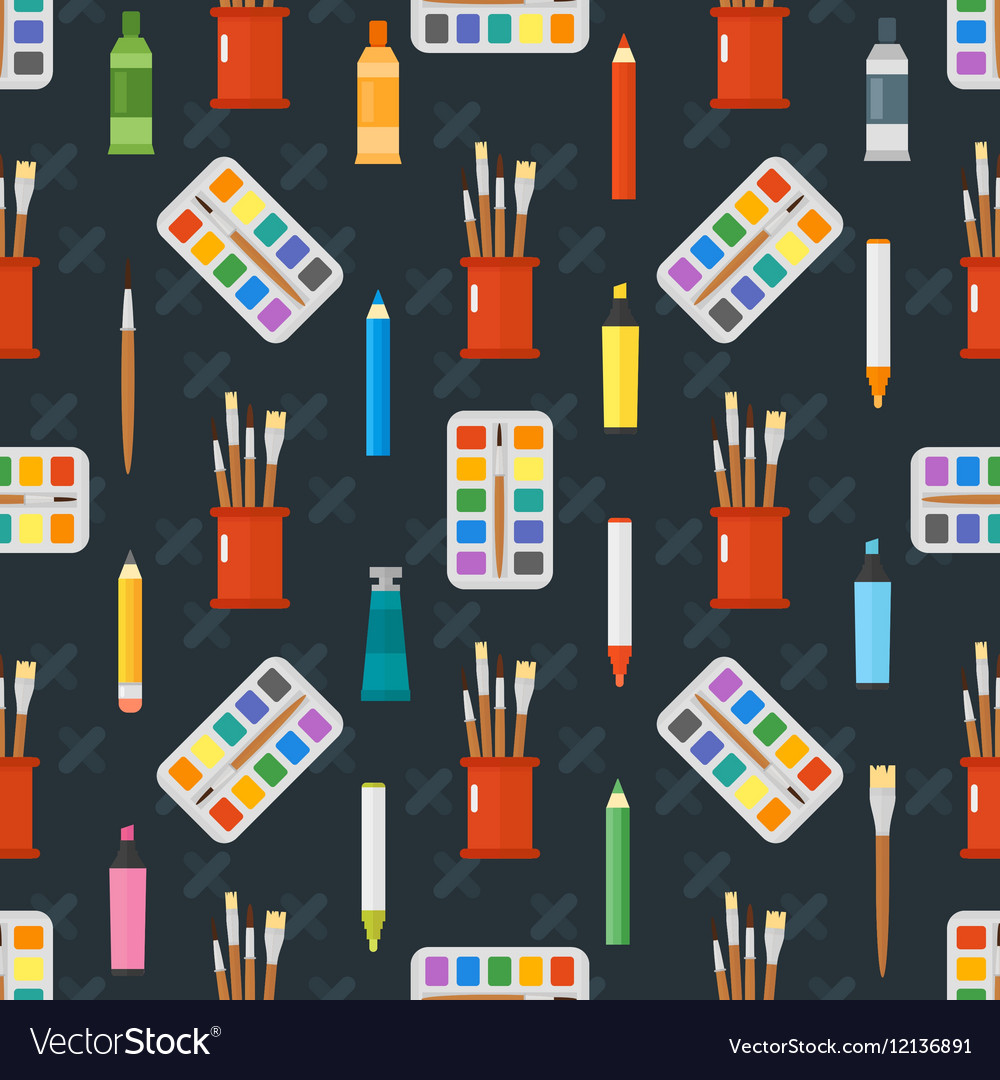 Art tools seamless pattern ector