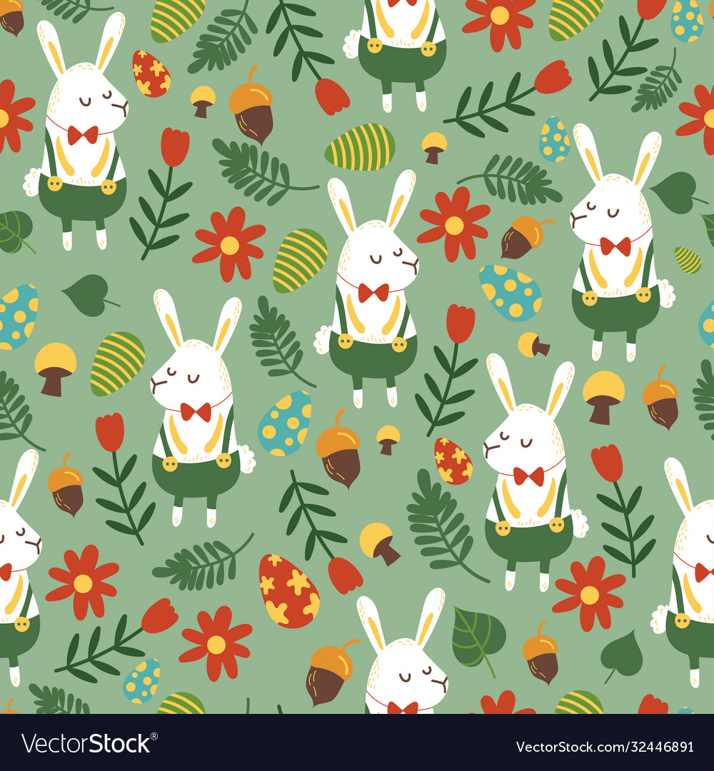 Cute Easter Seamless Floral Pattern