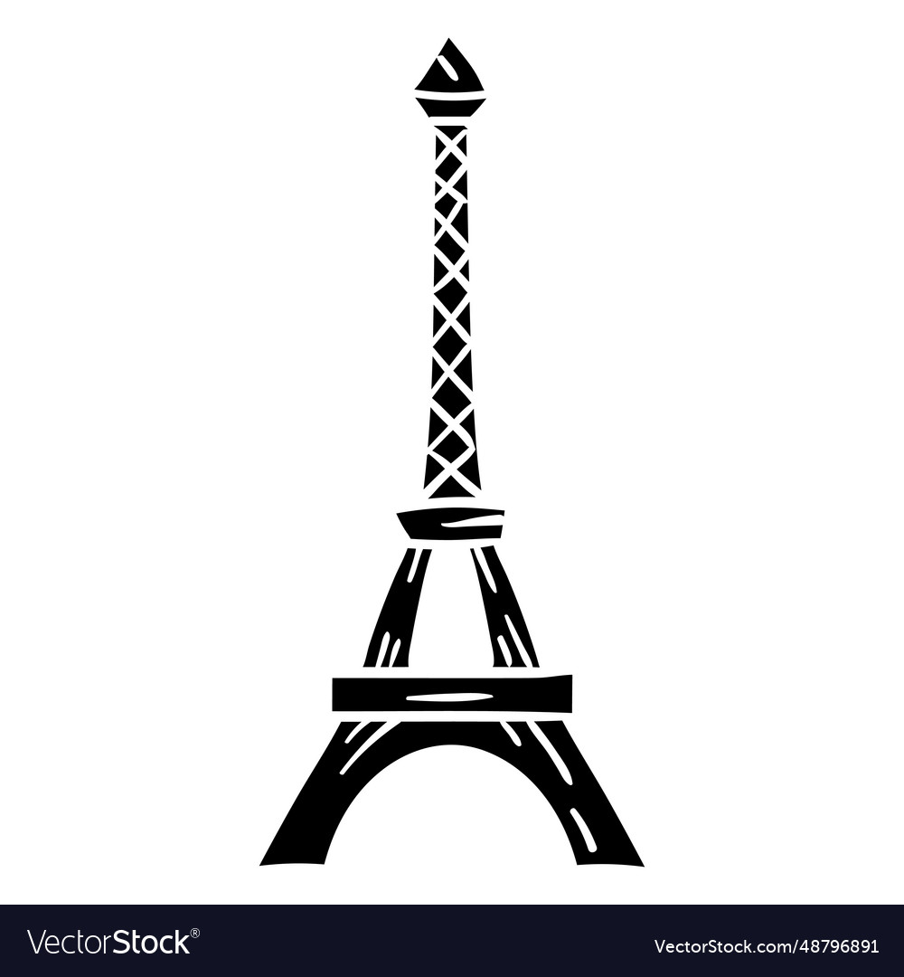 Eiffel tower tour detailed silhouette Royalty Free Vector