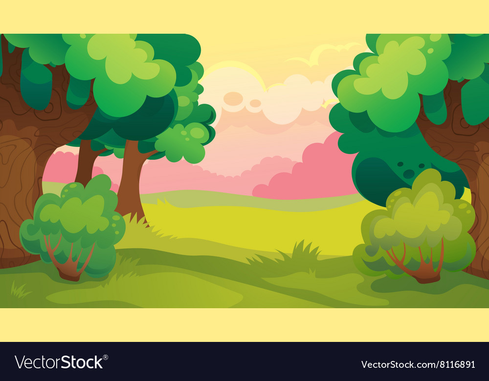 Evening leaf forest landscape Royalty Free Vector Image