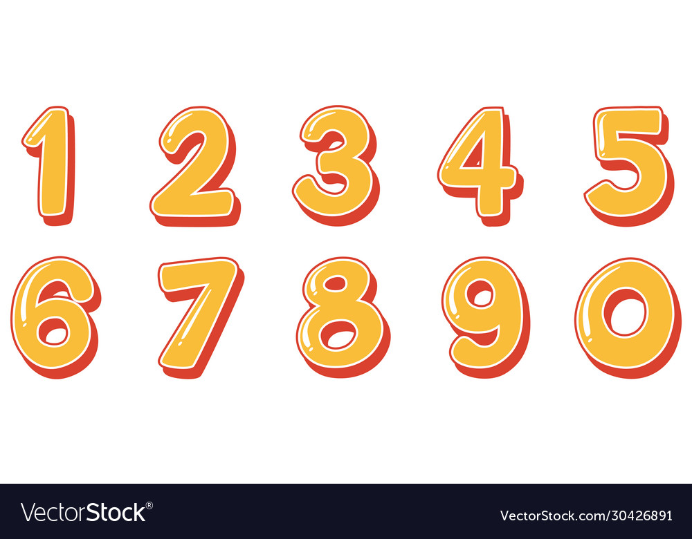 Font design for number one to zero on white Vector Image Font design for number one to zero on white