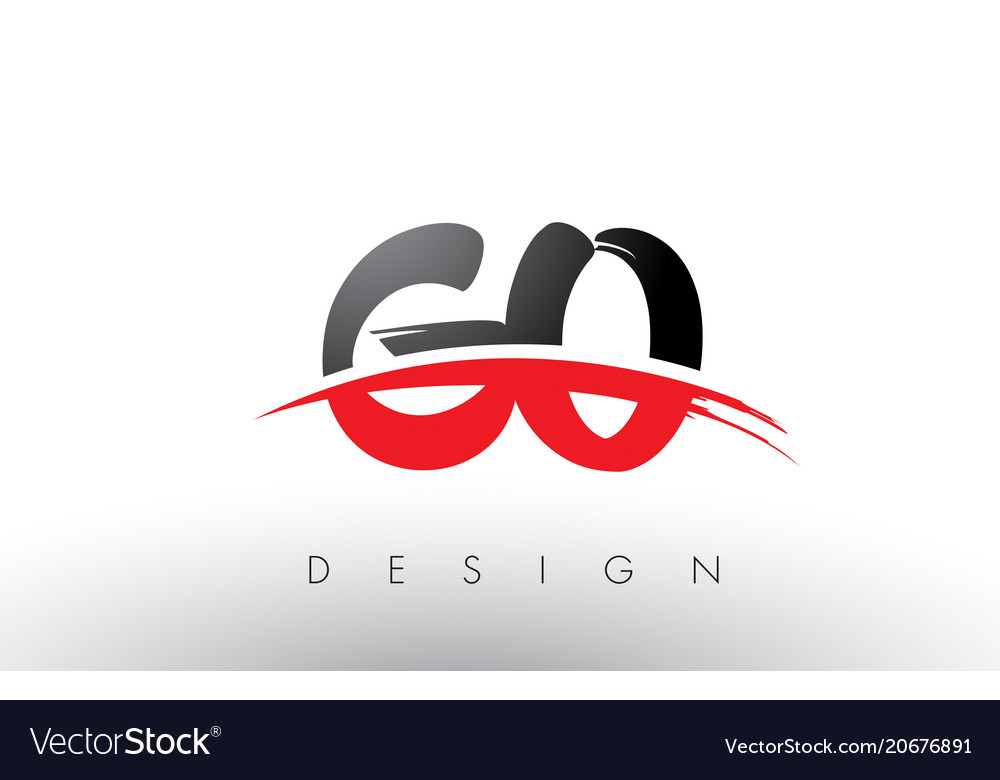 Go g o brush logo letters with red and black