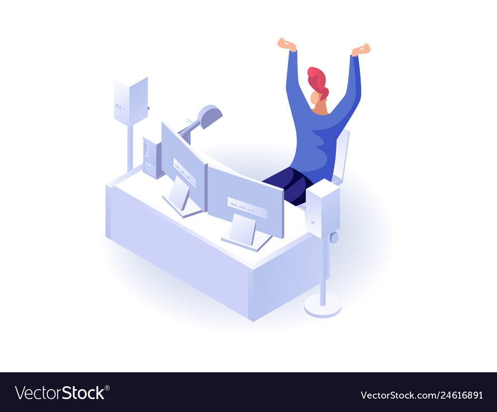 Man working at the computer vector image Man working at the computer