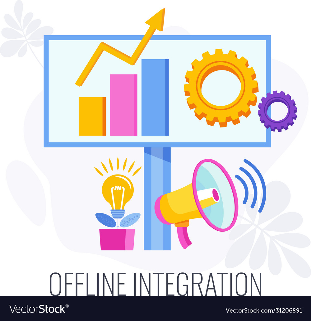 Offline integration integrate and online Vector Image